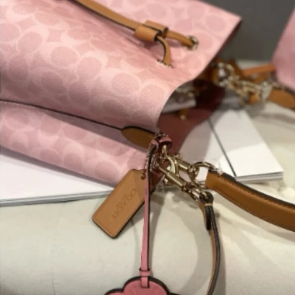 🍄Coach Rowan Bucket Bag in Signature Canvas w/ Charms - Picture 2 of 6